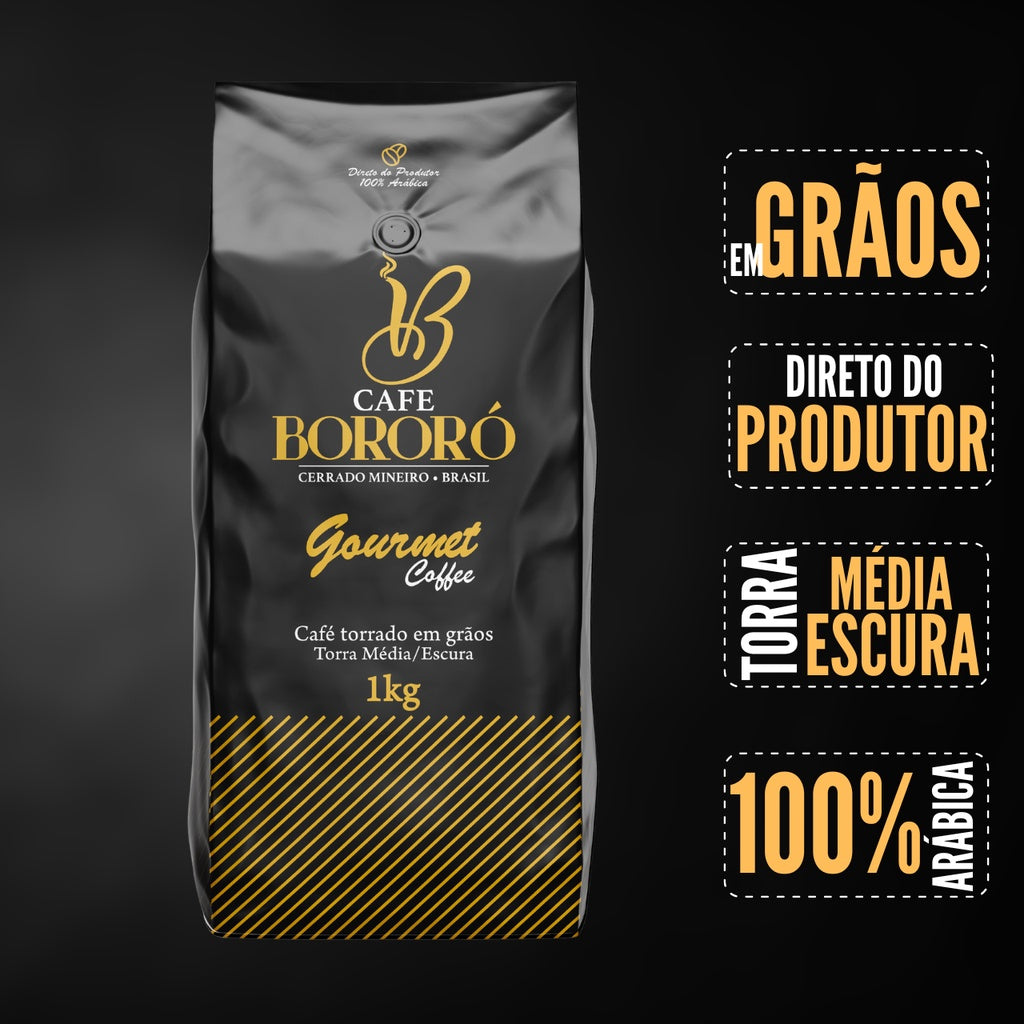 Café Em Grãos Torrado Arábica Gourmet 1kg Café Bororó