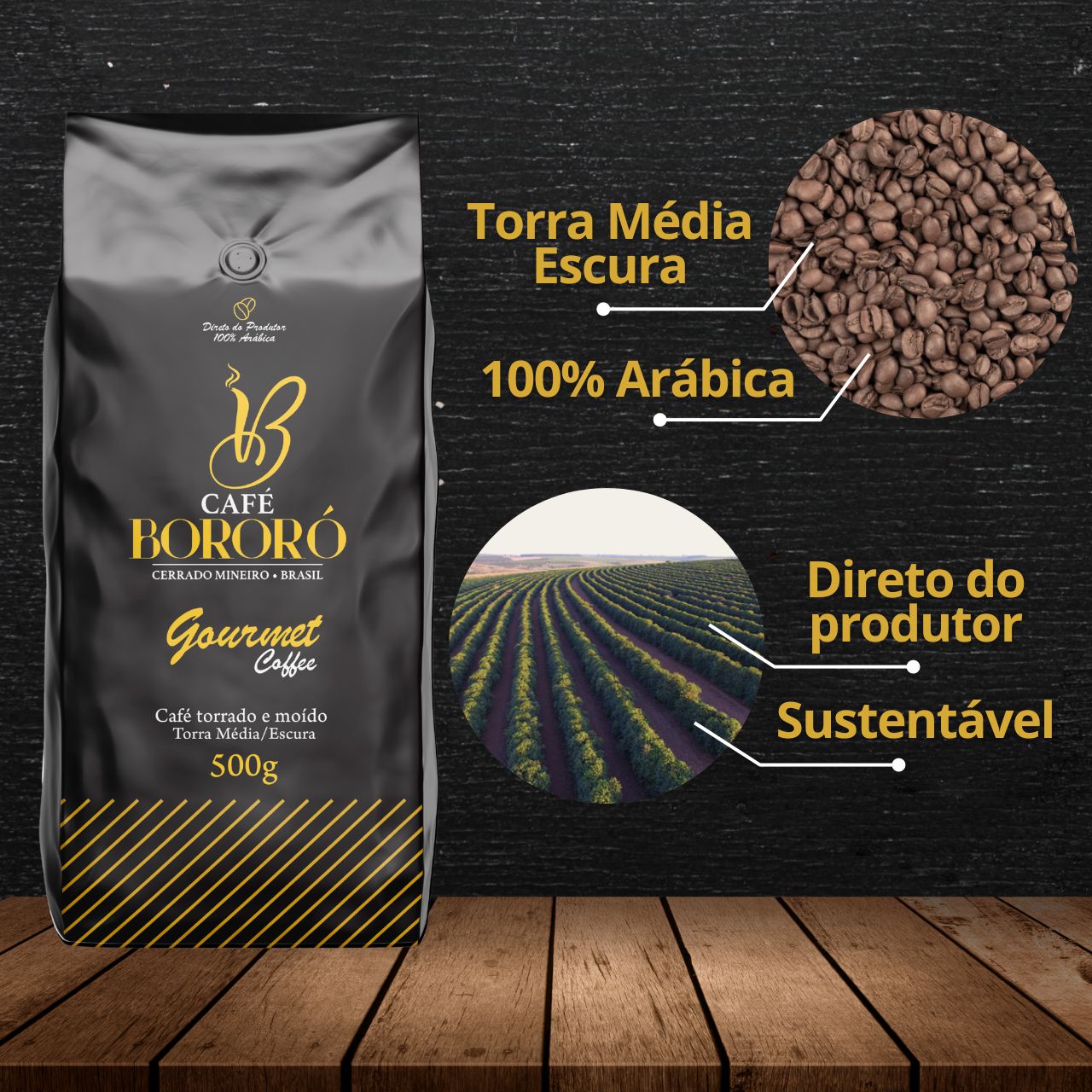 Café Torrado E Moído Gourmet 100% Arábica 500g - Café Bororó