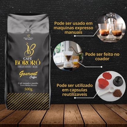 Café Torrado E Moído Gourmet 100% Arábica 500g - Café Bororó