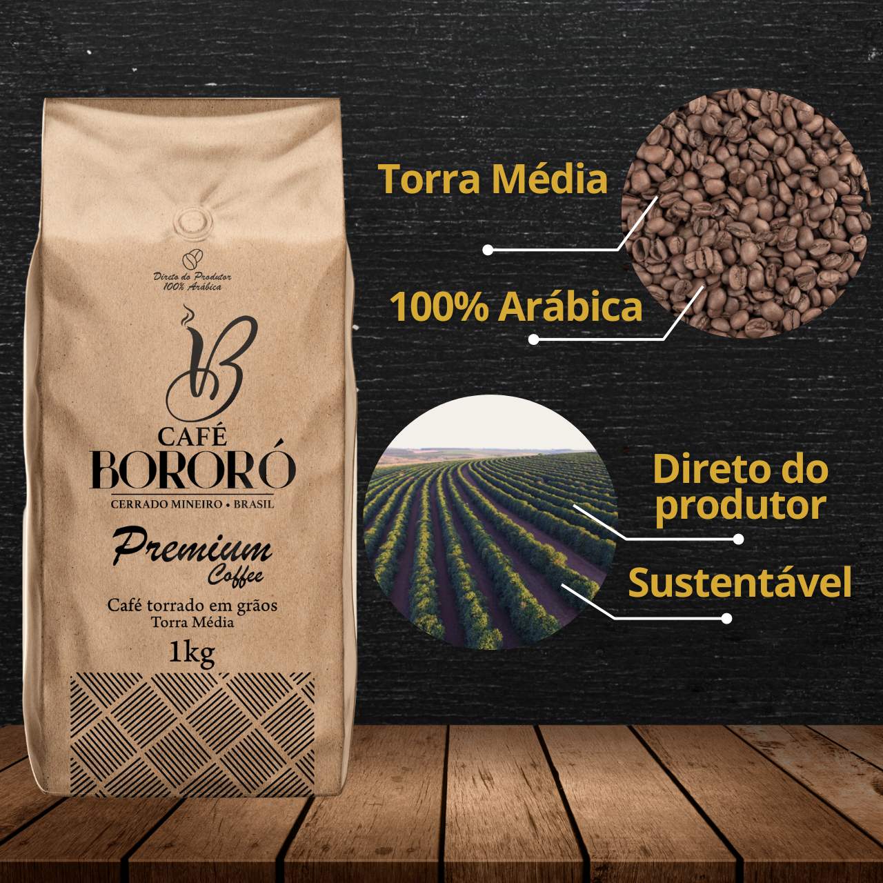 Café Em Grãos Torrado Premium 100% Arábica 1kg