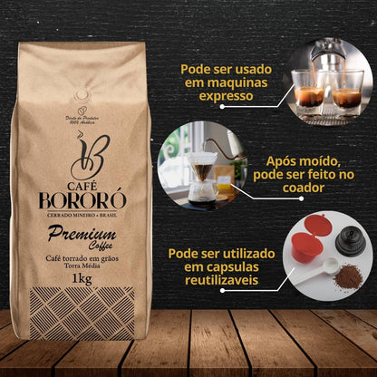 Café Em Grãos Torrado Premium 100% Arábica 1kg